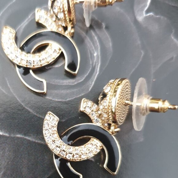 Star Dangle Gold Crystals Enamel Earrings Fashion Women Casual Formal Jewelry - Picture 5 of 5